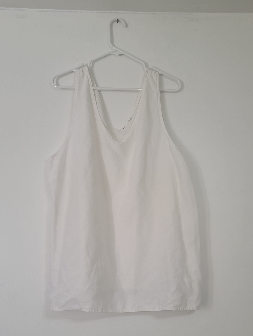 Lane Bryant White Linen V-Neck Top